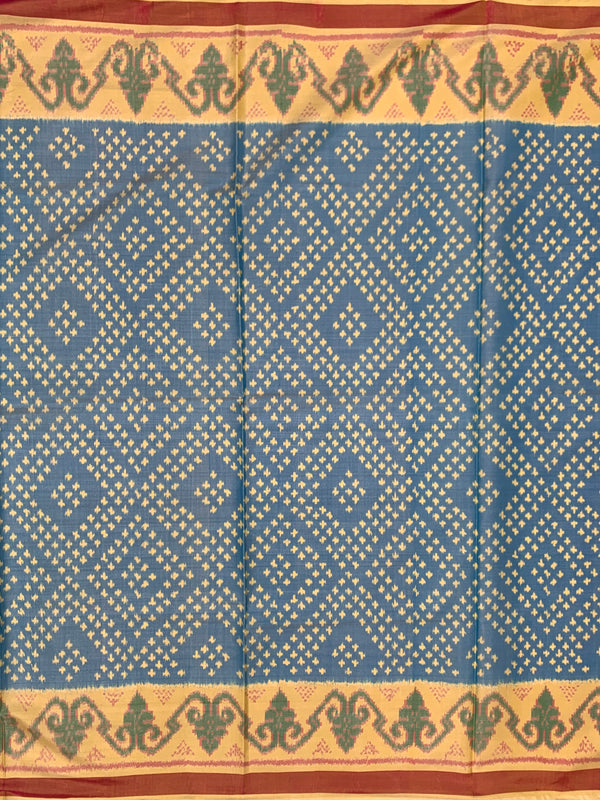 Sky Blue & Mustard Yellow Rajkot Patola Silk Saree