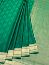 Emerald Green Mashru Silk Saree with Modern Geometric Weave