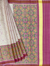 Ivory Cream & Magenta Rajkot Patola Silk Saree