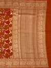 Rust Terracotta Tussore Georgette Banarasi Saree with Magenta Floral Weave