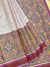 Ivory Cream & Magenta Rajkot Patola Silk Saree