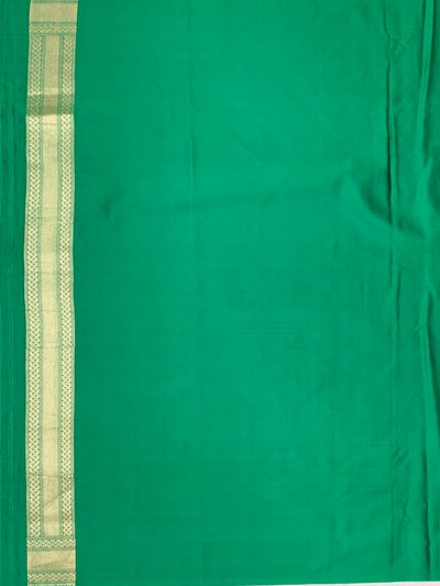 Emerald Green Mashru Silk Saree with Modern Geometric Weave