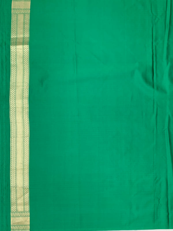 Emerald Green Mashru Silk Saree with Modern Geometric Weave