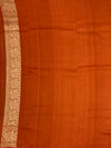 Rust Terracotta Tussore Georgette Banarasi Saree with Magenta Floral Weave