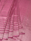 Contemporary Rose Pink Mashru Silk Saree with Geometric Zari Weave