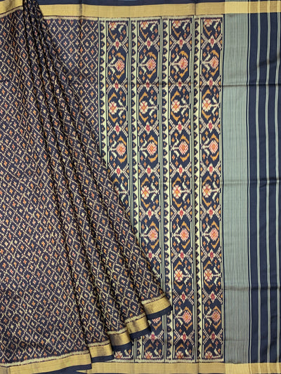 Midnight Navy Blue Rajkot Patola Silk Saree