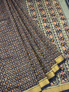 Midnight Navy Blue Rajkot Patola Silk Saree