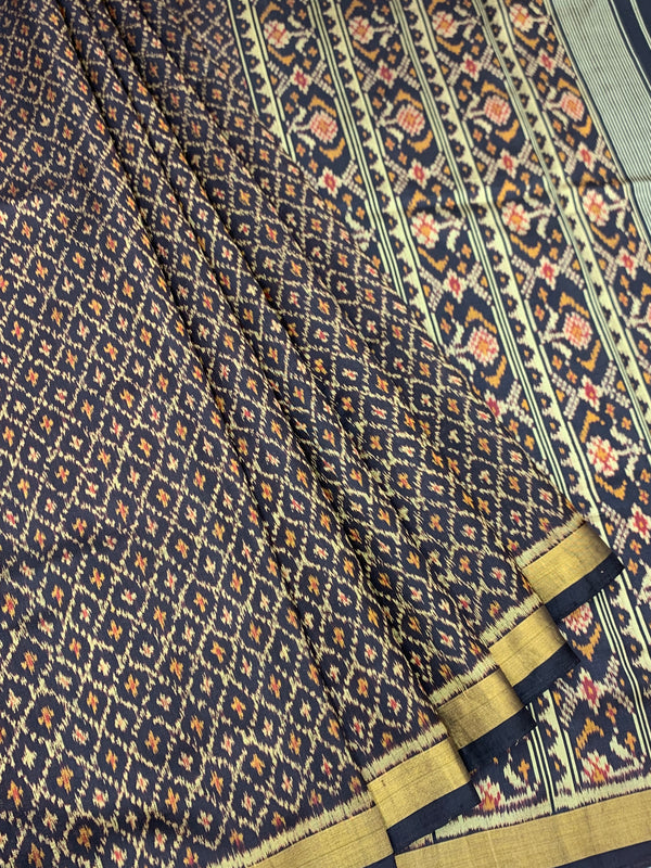 Midnight Navy Blue Rajkot Patola Silk Saree