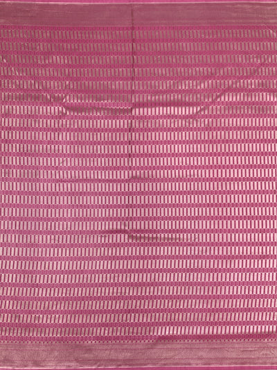 Contemporary Rose Pink Mashru Silk Saree with Geometric Zari Weave