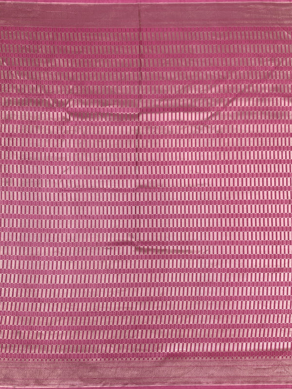 Contemporary Rose Pink Mashru Silk Saree with Geometric Zari Weave