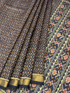 Midnight Navy Blue Rajkot Patola Silk Saree