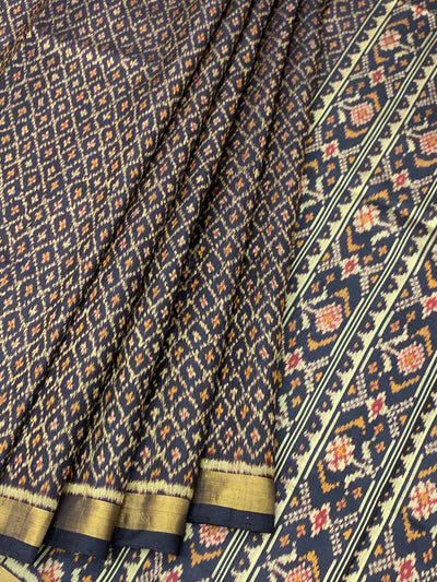Midnight Navy Blue Rajkot Patola Silk Saree