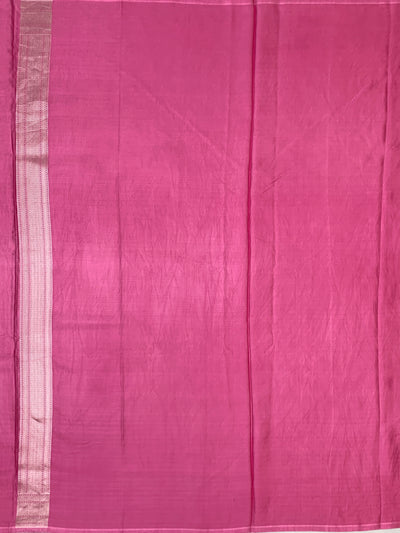 Contemporary Rose Pink Mashru Silk Saree with Geometric Zari Weave