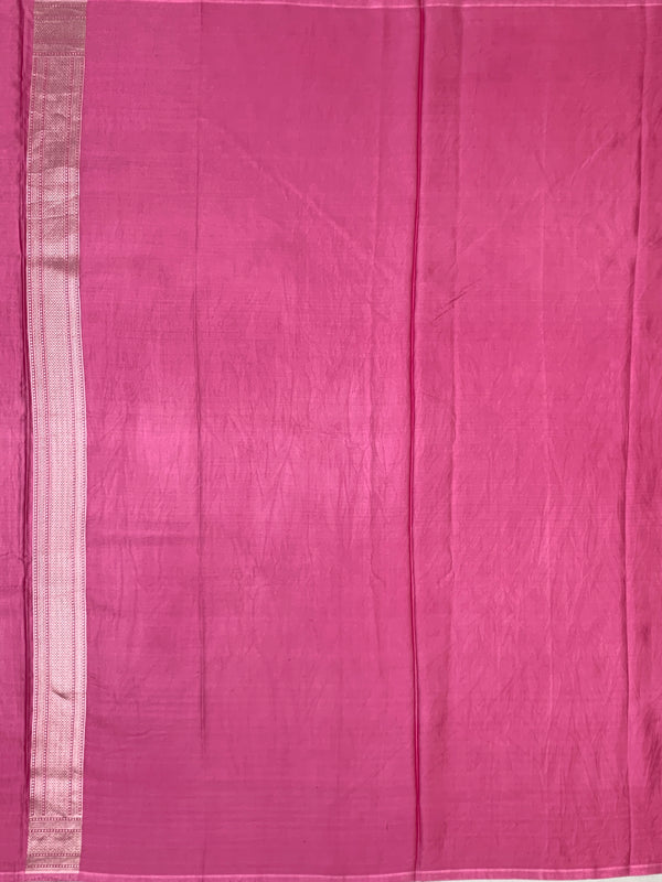 Contemporary Rose Pink Mashru Silk Saree with Geometric Zari Weave