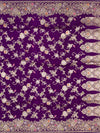 Royal Purple Tussar Georgette Saree with Intricate Floral Zari Weave
