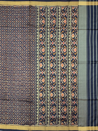 Midnight Navy Blue Rajkot Patola Silk Saree