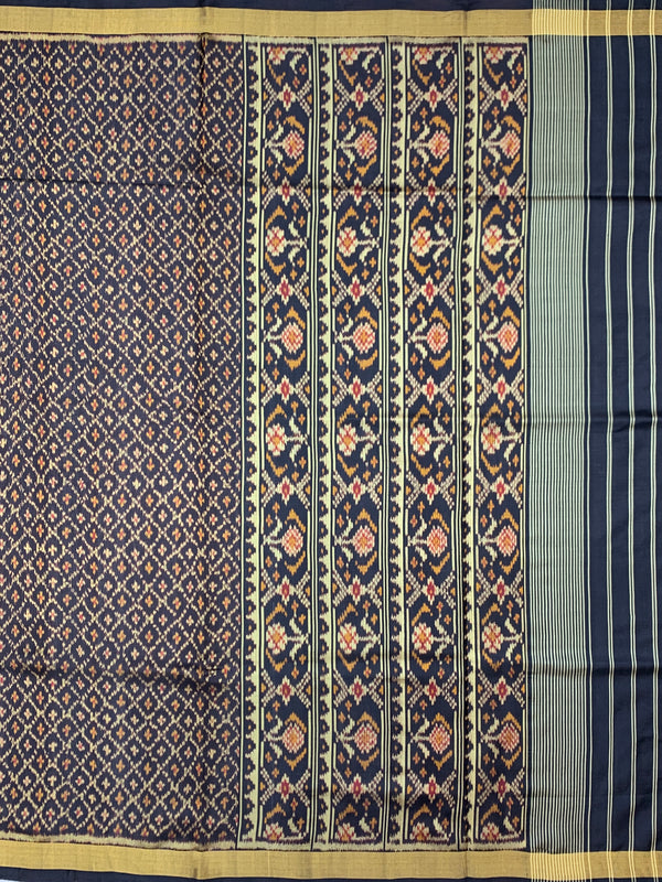 Midnight Navy Blue Rajkot Patola Silk Saree
