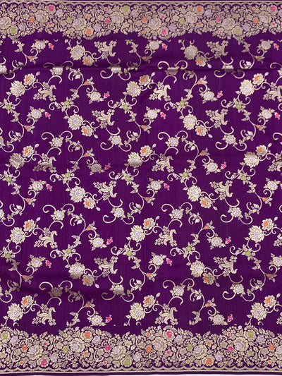 Royal Purple Tussar Georgette Saree with Intricate Floral Zari Weave