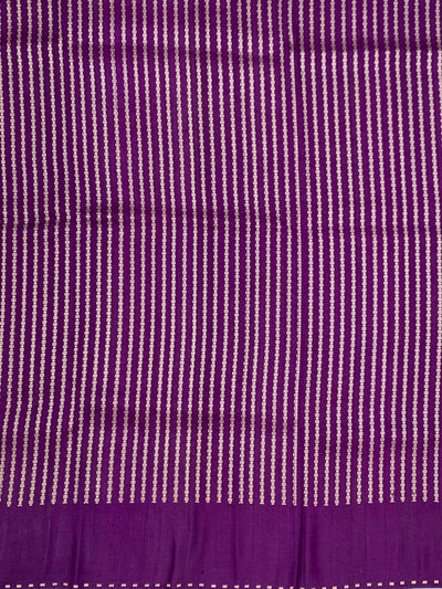 Royal Purple Tussar Georgette Saree with Intricate Floral Zari Weave