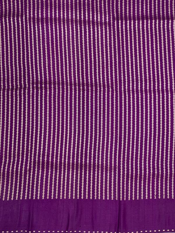 Royal Purple Tussar Georgette Saree with Intricate Floral Zari Weave