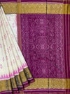 Ivory Cream & Deep Magenta Rajkot Patola Silk Saree