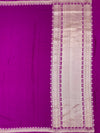 Vibrant Magenta Mashru Silk Saree with Geometric Silver Zari Pallu