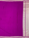 Vibrant Magenta Mashru Silk Saree with Geometric Silver Zari Pallu