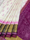 Ivory Cream & Deep Magenta Rajkot Patola Silk Saree