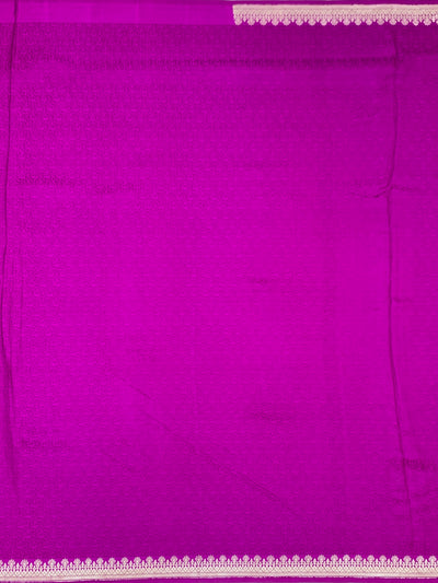 Vibrant Magenta Mashru Silk Saree with Geometric Silver Zari Pallu