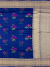 Royal Blue Tussore Georgette Saree with Woven Zari Pallu