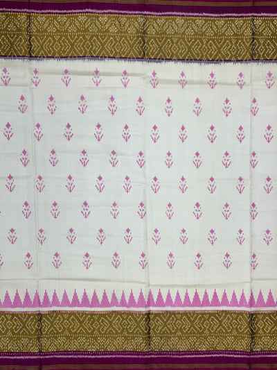 Ivory Cream & Deep Magenta Rajkot Patola Silk Saree