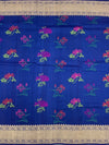 Royal Blue Tussore Georgette Saree with Woven Zari Pallu