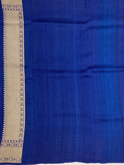 Royal Blue Tussore Georgette Saree with Woven Zari Pallu