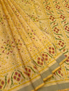 Soft Butter Yellow & Crimson Rajkot Patola Silk Saree