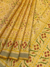 Soft Butter Yellow & Crimson Rajkot Patola Silk Saree