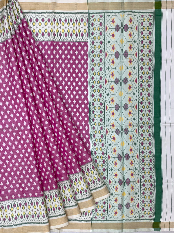 Vibrant Magenta & Cream Rajkot Patola Silk Saree