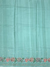 Pastel Aqua Tussar Silk Saree with Vintage Floral Embroidery