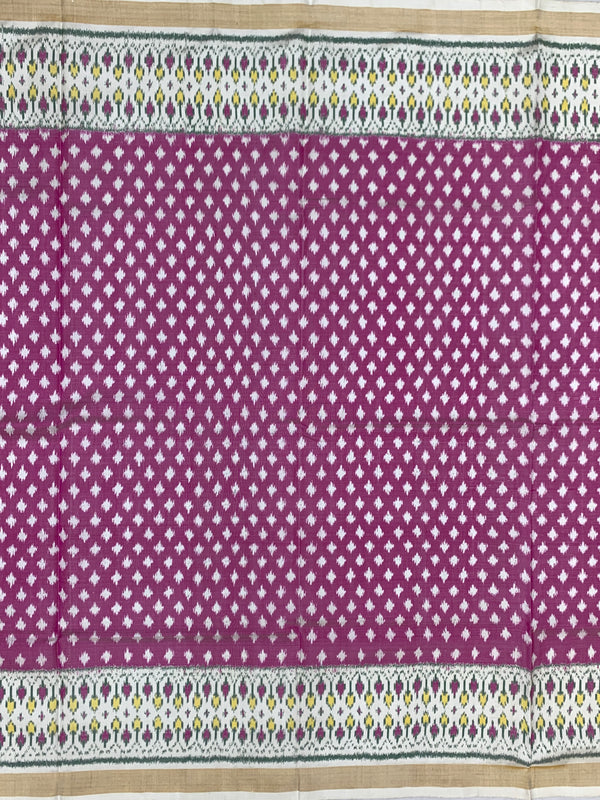 Vibrant Magenta & Cream Rajkot Patola Silk Saree
