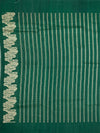 Forest Green Tussore Georgette Saree with Fan Embroidered Bootis & Geometric Zari Border