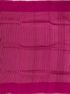 Rani Pink Tussore Georgette Saree with Gold Zari Floral Brocade & Pinstriped Blouse