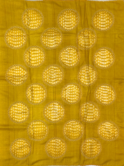 Golden Mustard Tussore Silk Saree with Statement Circular Cutwork & Embroidered Blouse