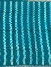 Deep Teal Tussore Silk Saree with Botanical Threadwork & Wavy Accents