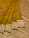 Mustard Yellow Tussore Georgette Saree