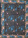 Charcoal Black Tussore Silk Saree with Vibrant Peacock & Rose Embroidery