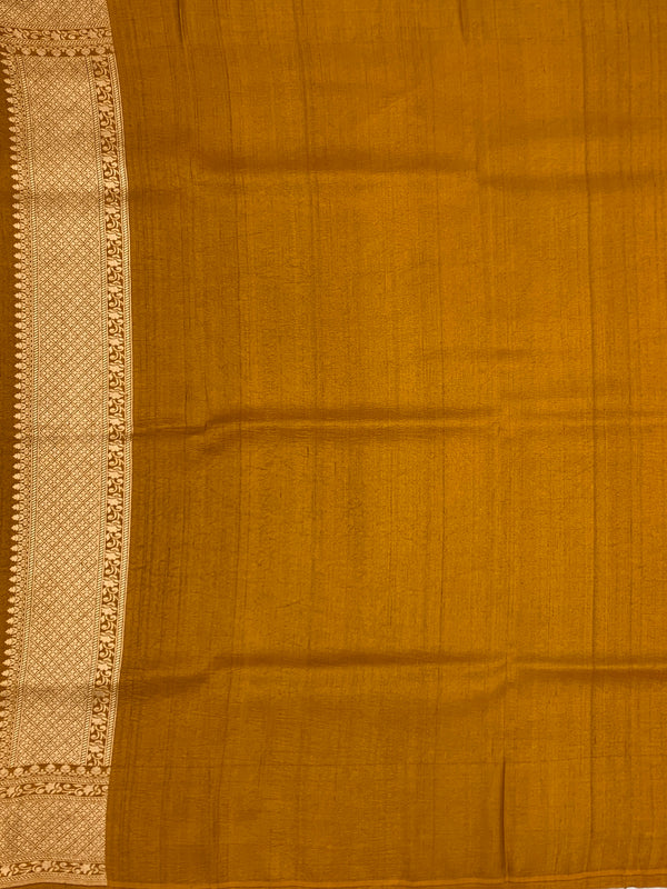 Mustard Yellow Tussore Georgette Saree