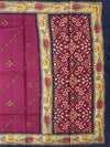 Deep Magenta Tussore Silk Saree with Floral Embroidery & Patola-Inspired Pallu