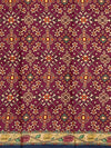 Deep Magenta Tussore Silk Saree with Floral Embroidery & Patola-Inspired Pallu