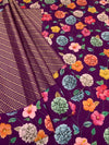 Purple Brocade Silk Saree With Floral Border
