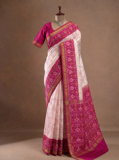Rajkot Patola Saree White In Color