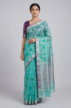 Zari Kota Saree Sea-Green In Color